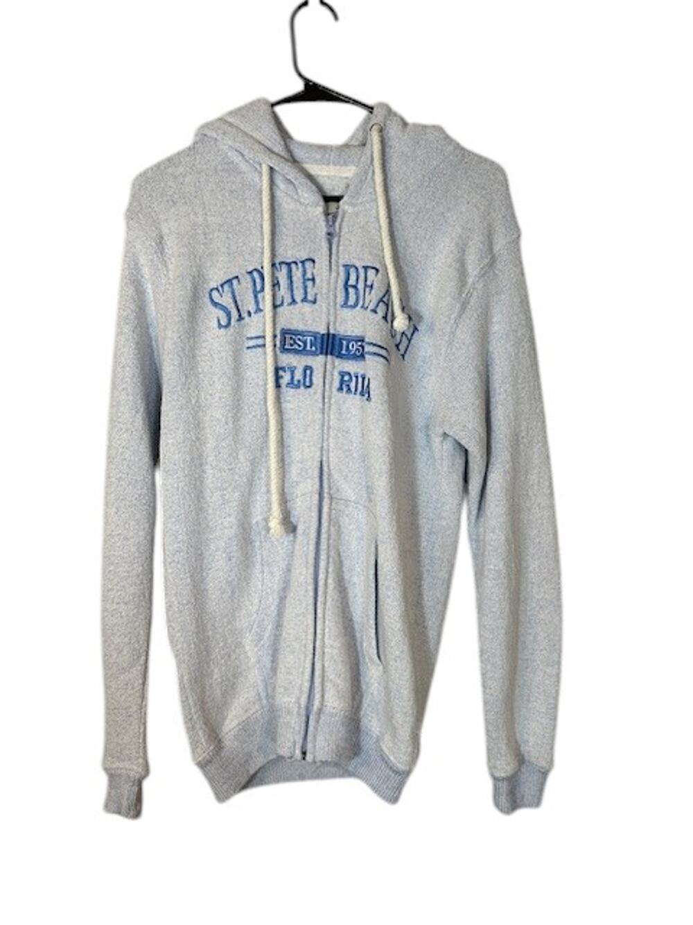 Salty Wave Collection Baby Blue St. Pete Beach FLA Full Zip Jacket Women Sz M